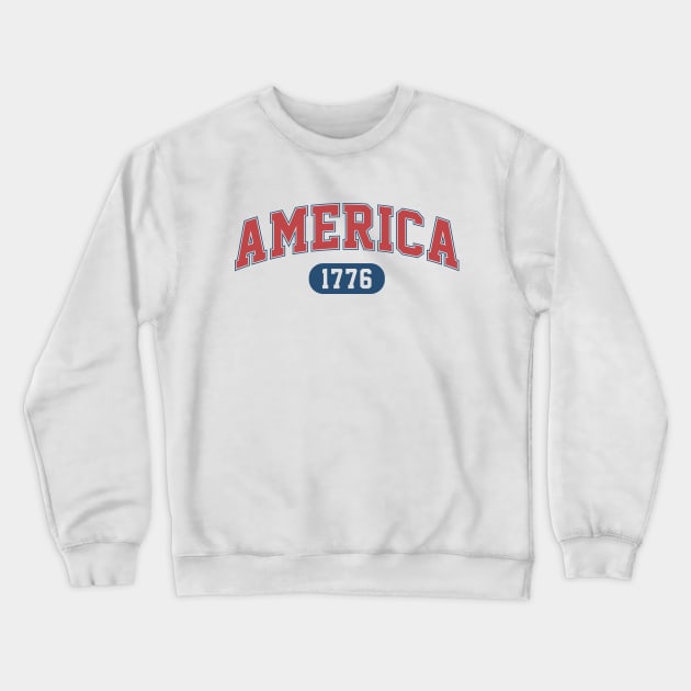 America Arched Varsity Font Crewneck Sweatshirt by Hobbybox